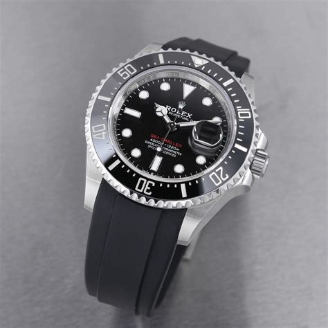 rolex sea dweller black rubber strap|rolex sea dweller price.